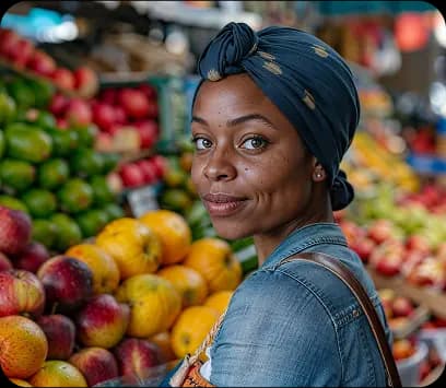 lady standing in a fruit market